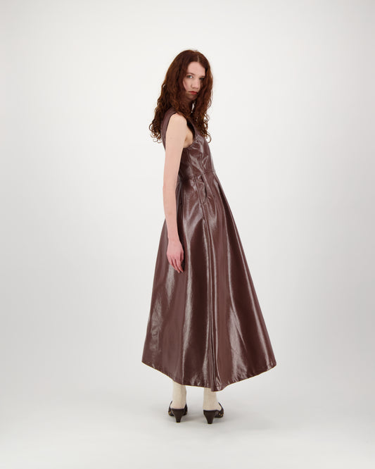 Dress LYDIAN - brown laqué