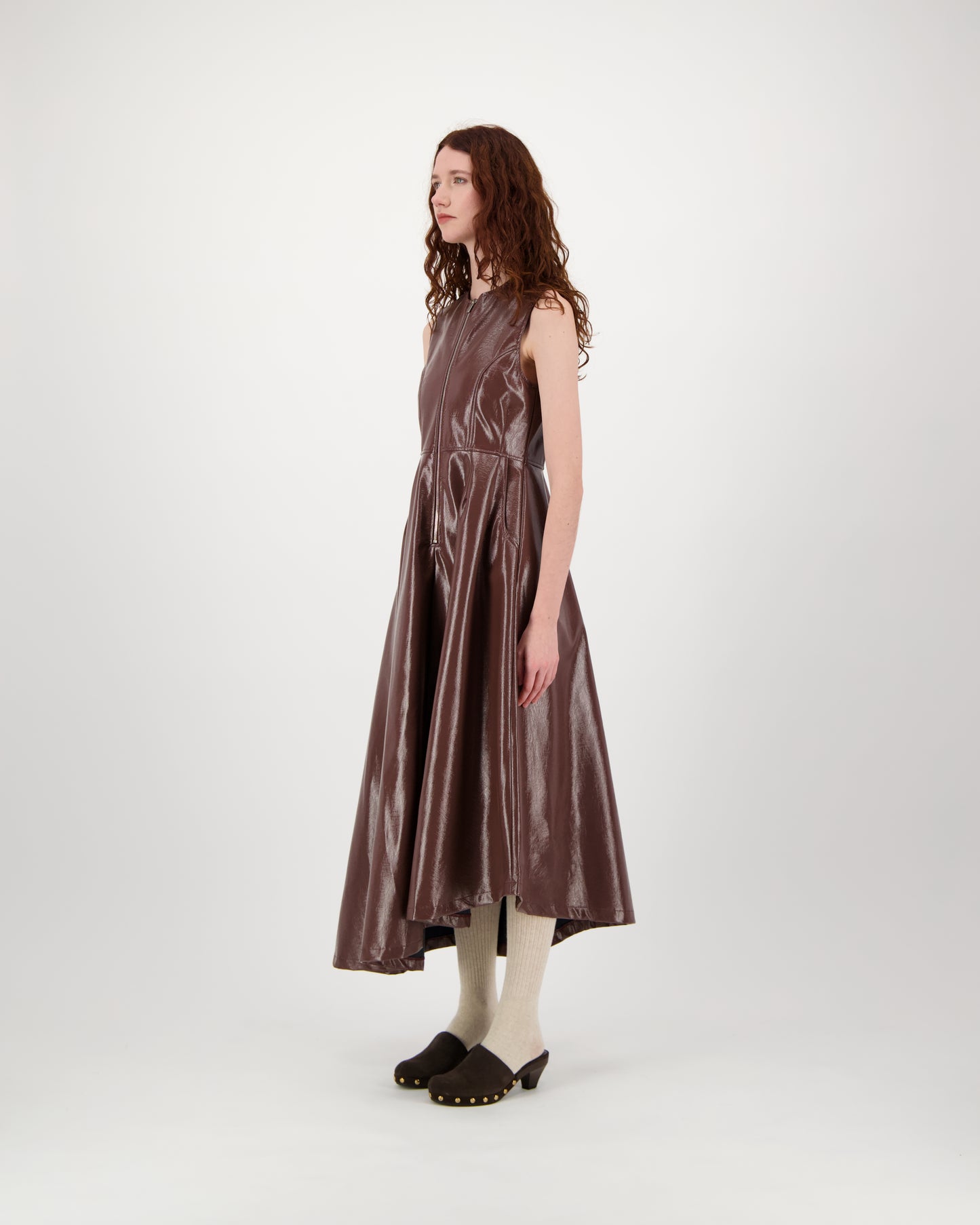 Dress LYDIAN - brown laqué