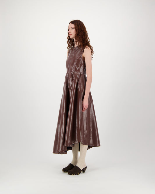 Dress LYDIAN - brown laqué