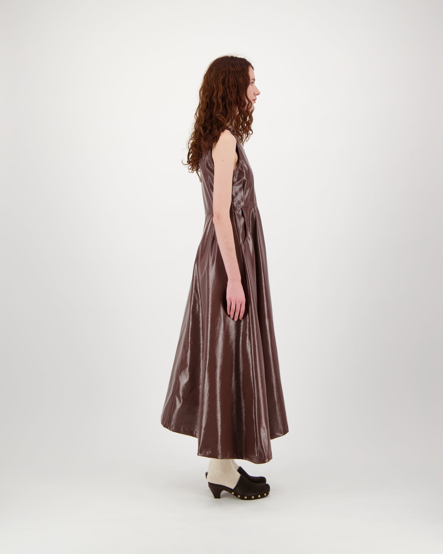 Dress LYDIAN - brown laqué
