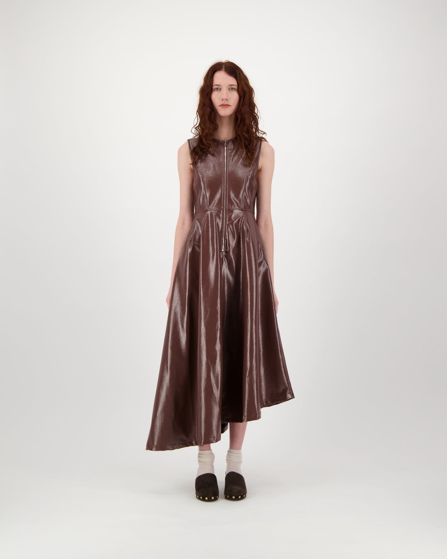 Dress LYDIAN - brown laqué