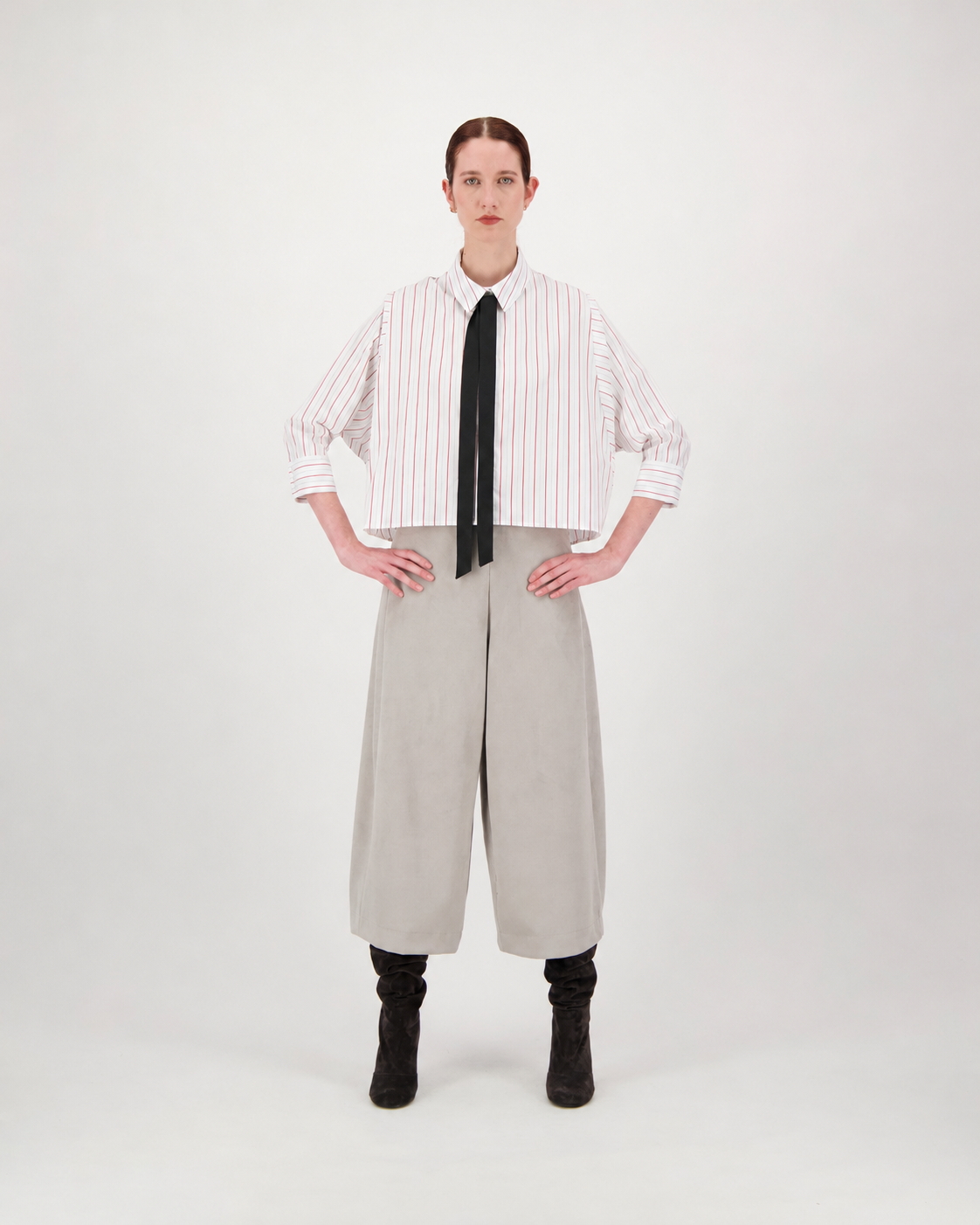 Blouse ANNA - striped red/grey