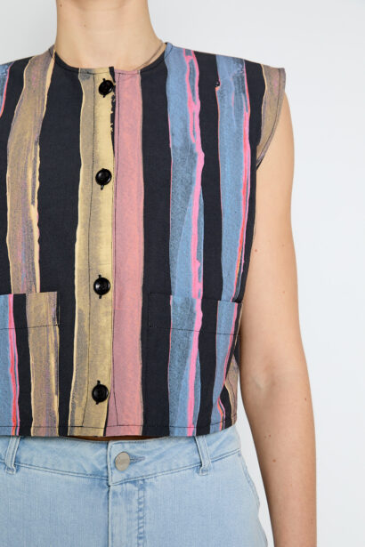 Beta top - black parachute eco print