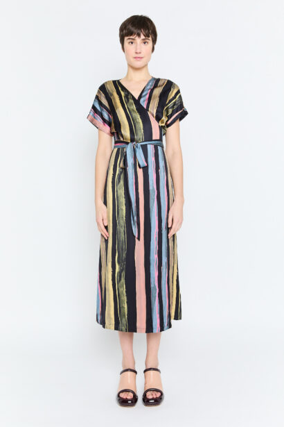 Juliette dress - black silk eco print