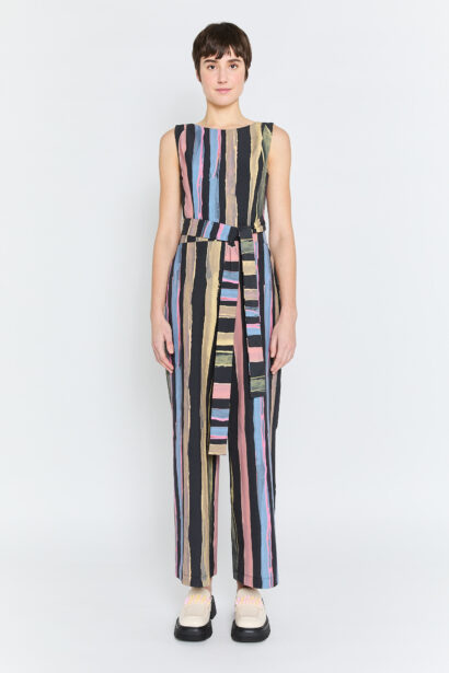Hanna jumpsuit - black parachute eco print